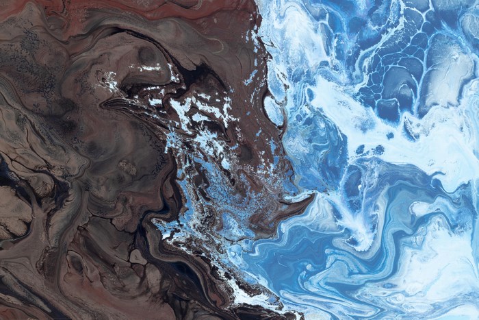 Abstract Blue and Brown Swirling Landscape