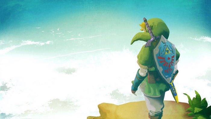 Link from The Legend of Zelda with Master Sword and Hylian Shield