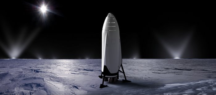 SpaceX Starship rocket on the Moon