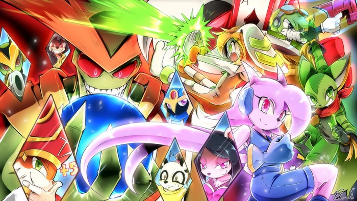 Freedom Planet characters in a battle montage