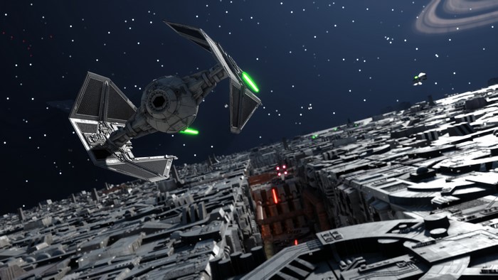 Star Wars Battlefront Tie Interceptor over Death Star
