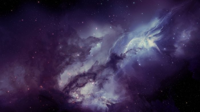 Purple nebula with stars in space