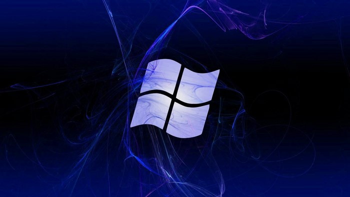 Windows logo on abstract blue background