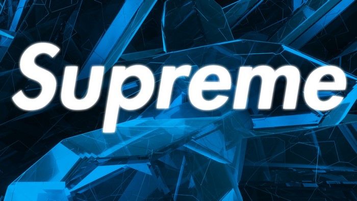 Supreme logo on abstract blue background