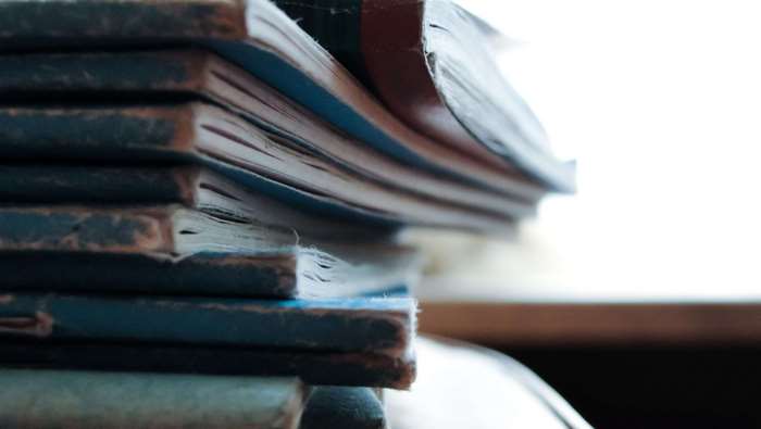 Stack of worn out books