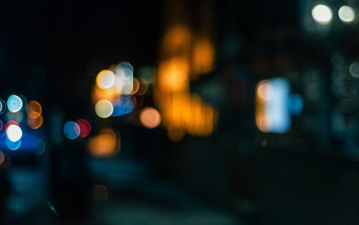 Bokeh lights in a city at night