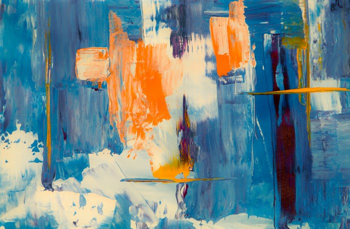 Vibrant Orange and Blue Abstract Expressionism Painting