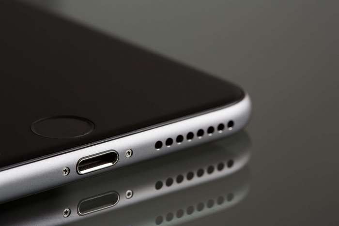iPhone 6 Plus with Lightning connector and speaker holes