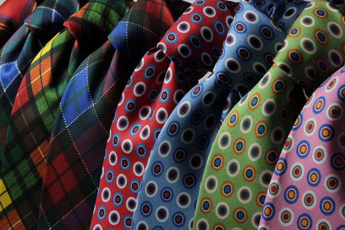 Assortment of patterned neckties in 4K