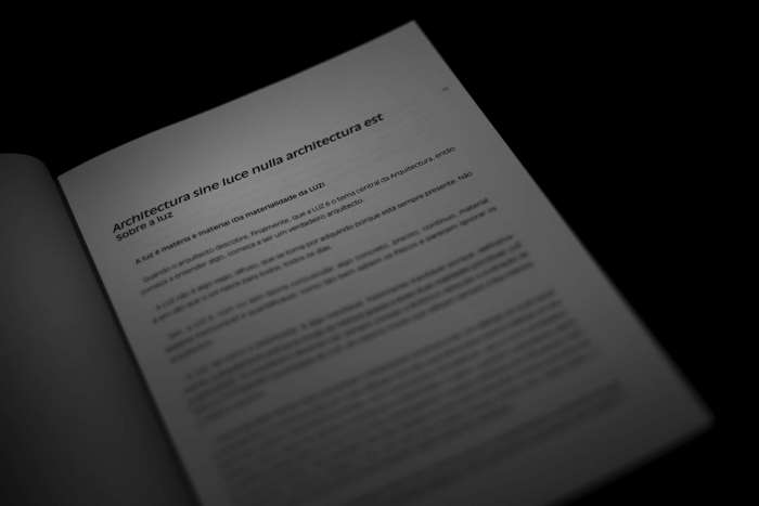 Book page with text about architecture and light