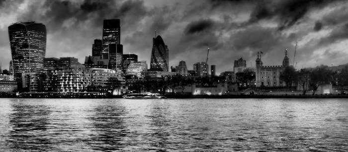 London skyline with Tower of London and River Thames