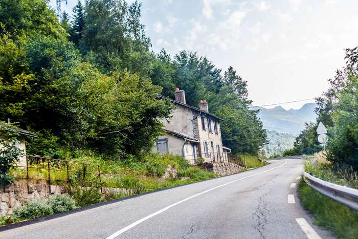 House on a mountain road in Andorra 4K