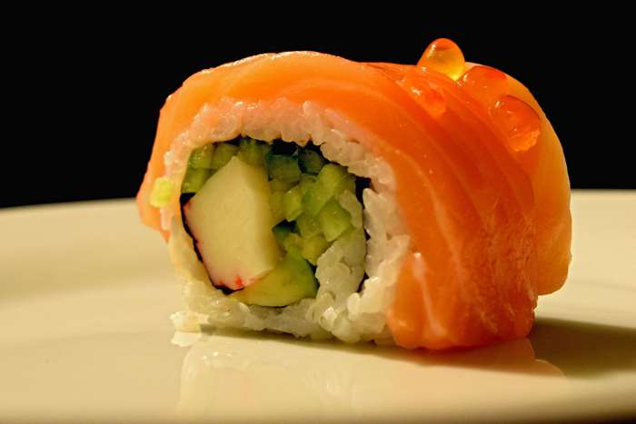 Salmon Sushi Roll with Roe