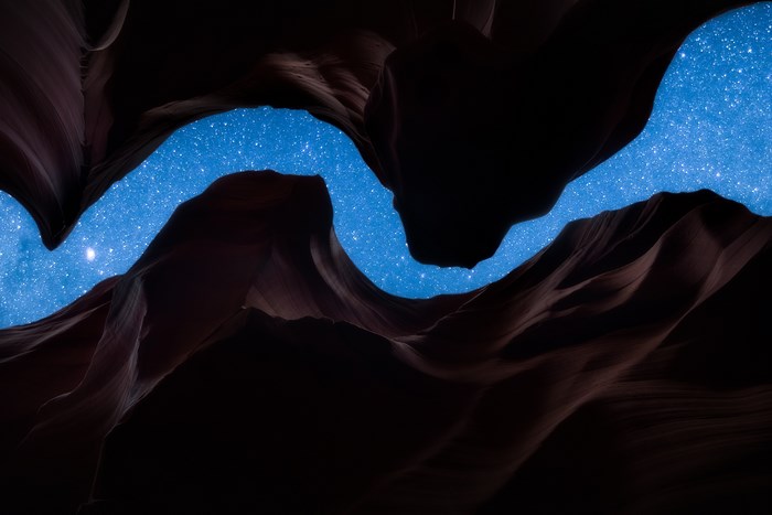 Starry Night Sky Over Majestic Utah Canyon