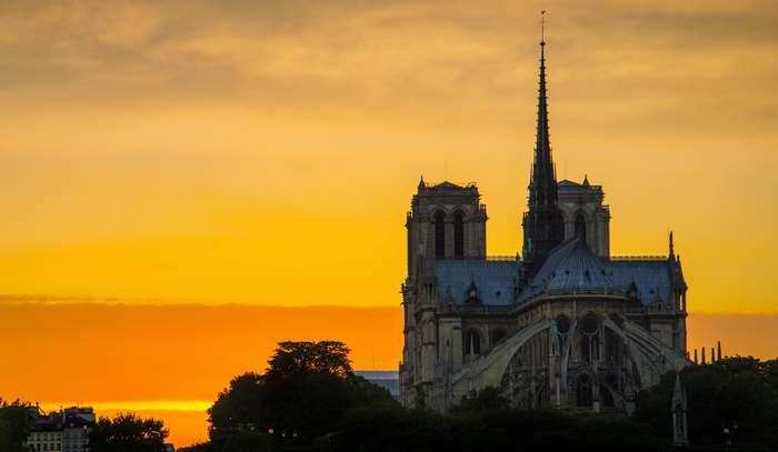 Notre Dame Cathedral at Sunset in Paris