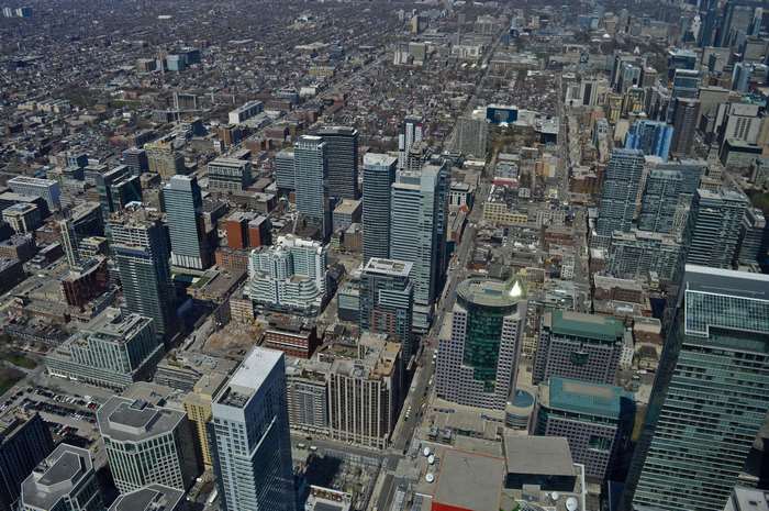 Aerial view of Toronto skyscrapers