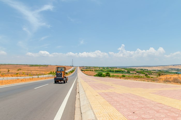 Tractor on a road in Phan Thiet