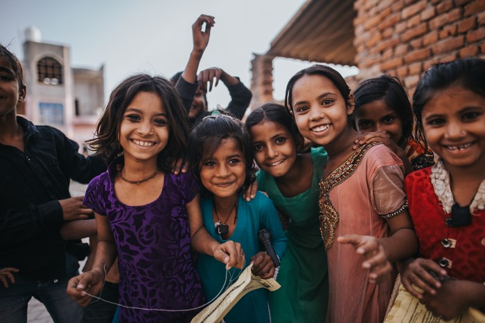 Group of smiling children in India