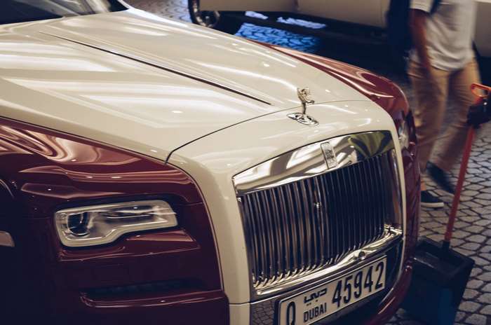 Rolls-Royce car with Dubai license plate