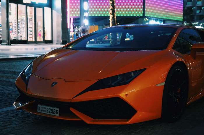 Orange Lamborghini Huracan in Dubai