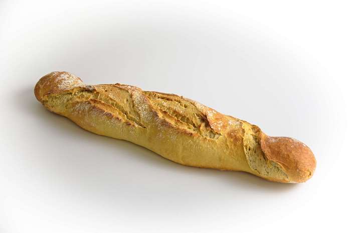 Baguette de pain with crusty exterior