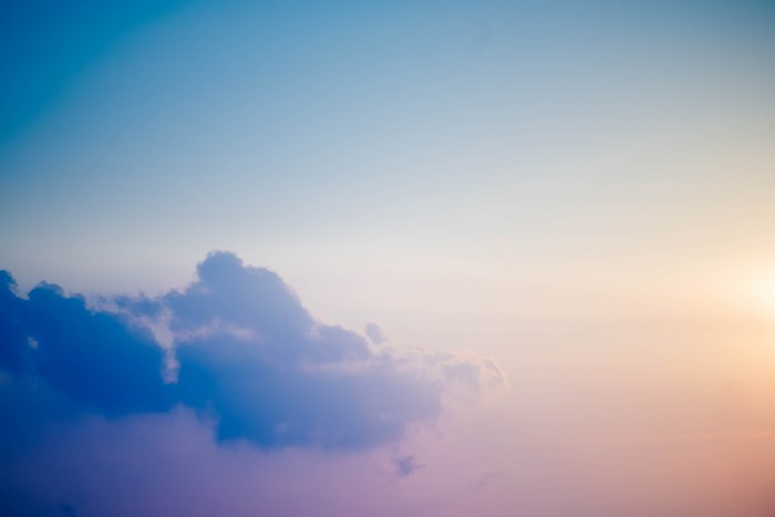 Blue and purple clouds in a pastel sky