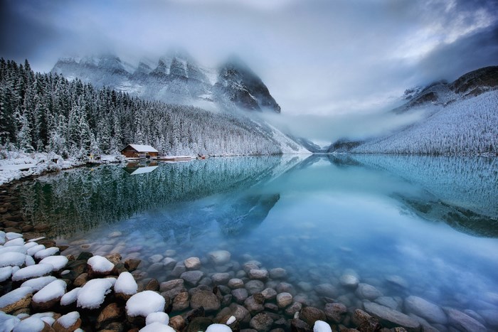Winter Cabin on Lake Louise in Banff, Canada