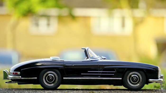 Black Mercedes-Benz 300 SL Roadster Toy Car 4K