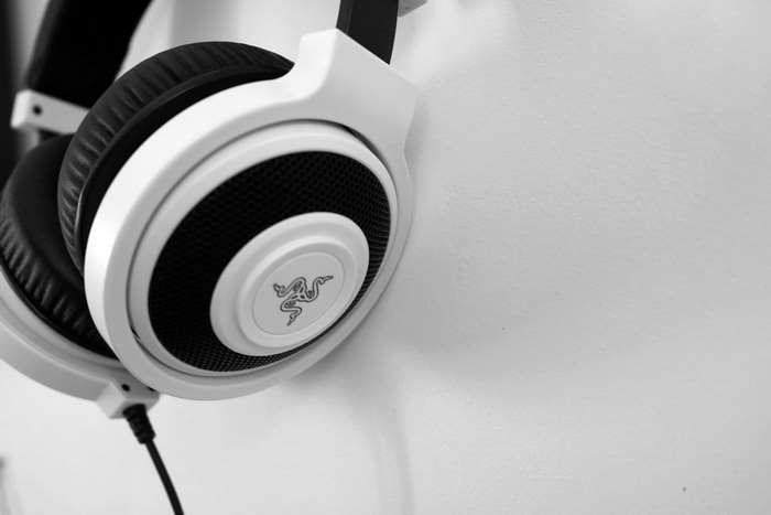 White Razer headphones with black accents