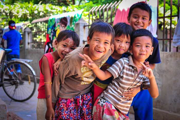 Children smiling in Myanmar