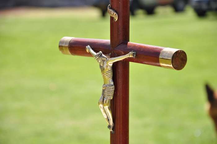 Crucifix with Jesus figure on a wooden cross