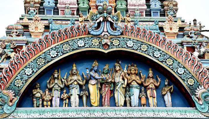 Colorful Hindu Temple Sculptures of Deities