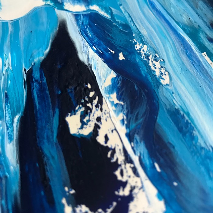 Abstract painting of blue waves and water