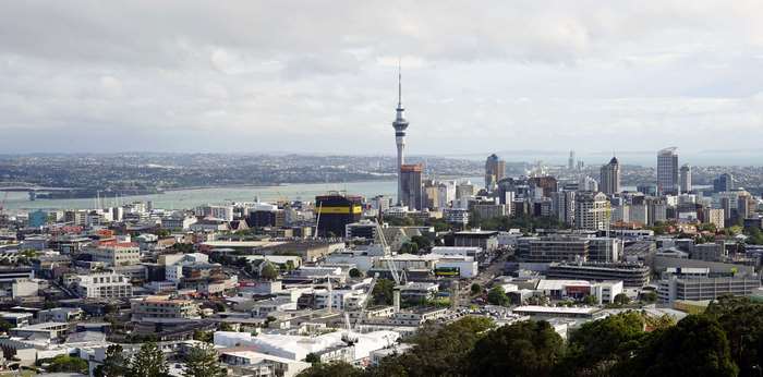 Auckland cityscape with Sky Tower, New Zealand
