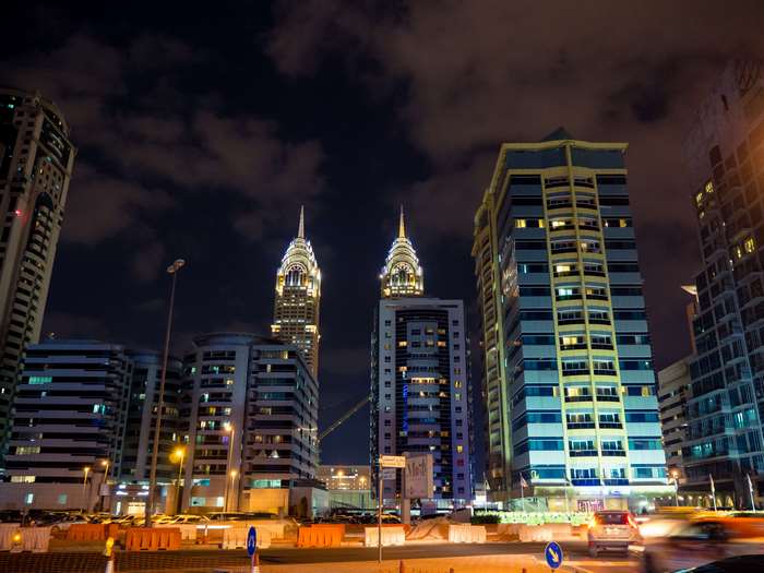 Dubai skyscrapers at night 4K