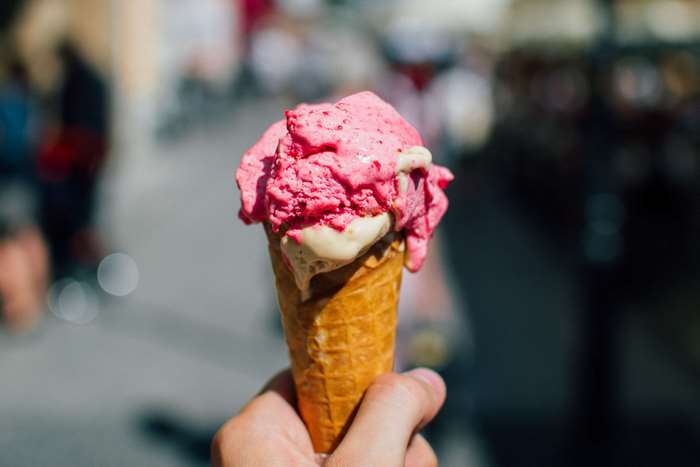 Pink and cream ice cream cone 4K