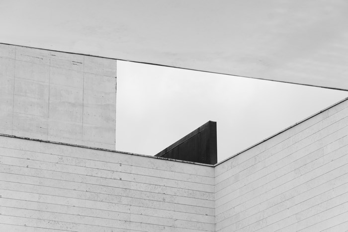 Lisbon Architecture: Modern Building Corner in Black and White