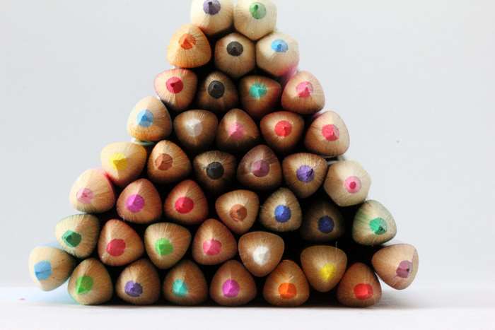 Stack of colorful pencils 4k