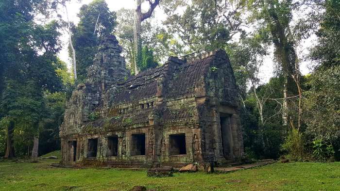 Ancient Khmer Temple Ruins in Cambodian Forest