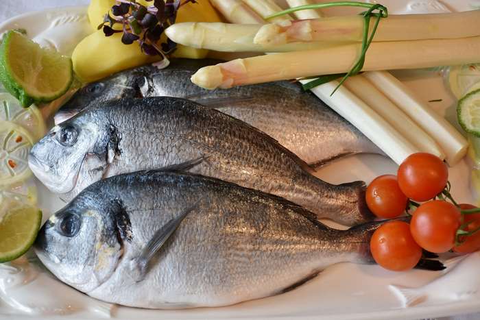 Sea Bream with Asparagus, Potatoes, Tomatoes, and Lime