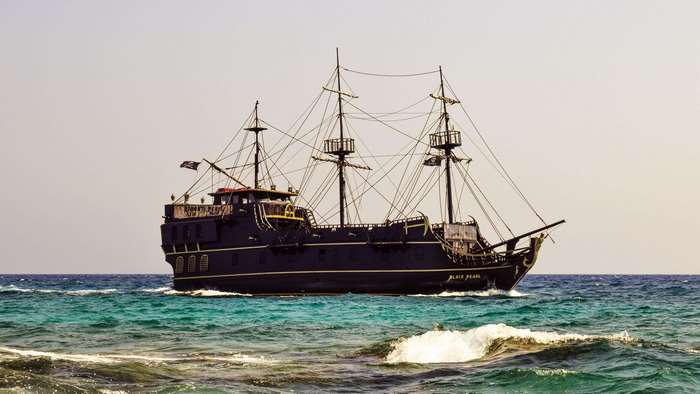 Black Pearl pirate ship sailing in Ayia Napa, Cyprus
