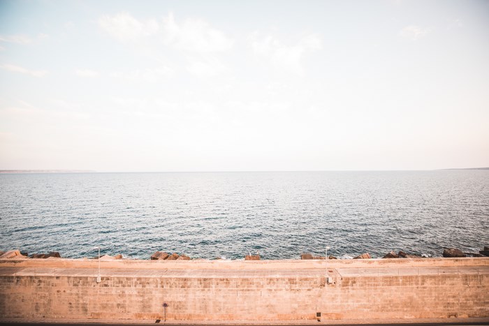 Ocean and stone wall by the sea