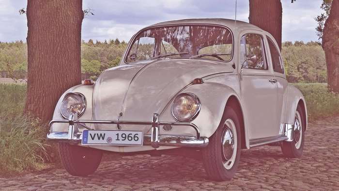 Classic white Volkswagen Beetle 1966