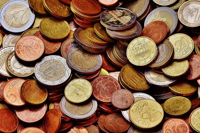 Pile of Euro Coins and Cents