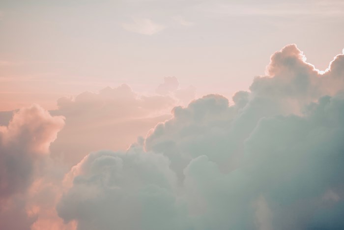 Pink and Teal Clouds at Sunset
