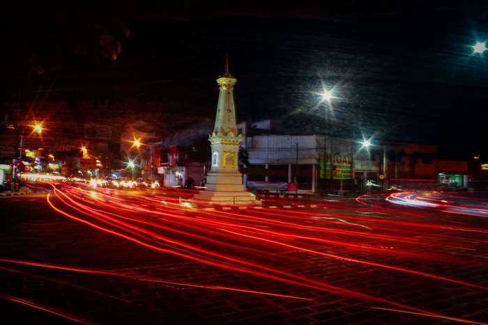 Tugu Yogyakarta at Night with Light Trails 4K