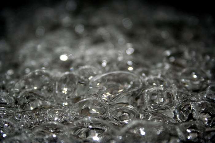 Close-up of boiling water with bubbles