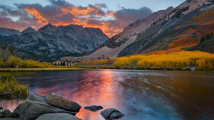 Autumn Sunrise Over Mountain Lake