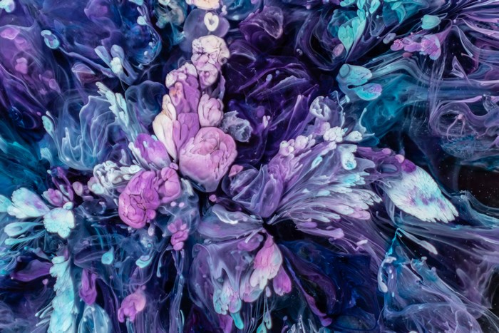 Abstract Purple and Blue Floral Ocean Art