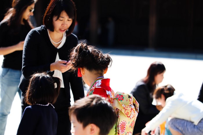 People in traditional Japanese clothing in Tokyo
